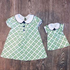 Shrimp & Grits Kids Peter Pan Collar Dress + Doll